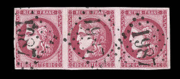 N°49b - 80c Rose Vif - Bde De 3 - Obl. GC 1987 - Coup De Ciseaux S/3mm Entre 1° Et 2° T. - Mais TF - 1870 Bordeaux Printing