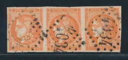 N°48 - Orange Vif - Bde De 3 - Obl. GC 4034 - Très Léger Déft - 1870 Bordeaux Printing