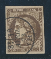 N°47 - 30c Brun - Obl. Càd - TB - 1870 Bordeaux Printing
