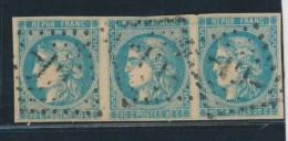 N°46B - Bde De 3 - S/papier Crème - TB - 1870 Bordeaux Printing