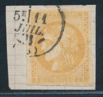 N°43Bc - 10c Citron - Obl. Càd T16 - TB - 1870 Bordeaux Printing