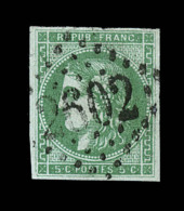 N°42Bb - émeraude Foncé - Marges Régil. - Signé Brun/Baudot - TF - TB - 1870 Bordeaux Printing