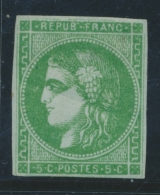 N°42Ba  Vert Jaune Foncé - Gomme Brunâtre - Petites Marges - 1870 Ausgabe Bordeaux