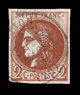 N°40Bf - 2c Brique Foncé - Obl. Càd T17 Bien Posé - Belle Couleur - Léger Clair - Asp. S - 1870 Emission De Bordeaux