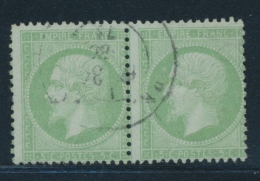 N°35 - Paire - Obl. Càd - Dentelure Irrégulière - 1863-1870 Napoleon III With Laurels