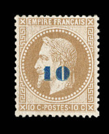 N°34 - 10 S/10c Bistre - Signé Roumet - Certif - TB - 1863-1870 Napoleon III With Laurels