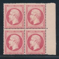 N°24 - 80c Rose - Bloc De 4 - BDF - 2 Ex* Dt Un Point De Rousseur - Signé Calves - Les Autres TB - 1862 Napoléon III