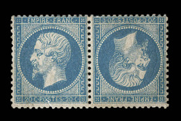 N°22b - 20c Bleu - Paire - Tête Bêche - Signé Cérès - TB - 1862 Napoléon III