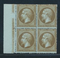 N°19b - Mordoré - Bloc De 4 - BDF - 2 Ex ** - TB - 1862 Napoleon III