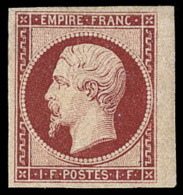 N°18a - 1F Carmin Foncé - Comme ** - Signé Calves + Certif. - TB - 1853-1860 Napoléon III