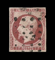 N°18 - 1F Carmin - Certif. JF Brun - TB - 1853-1860 Napoleon III