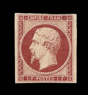 N°18 - 1F Carmin - Certif. Robineau - TB - 1853-1860 Napoleon III