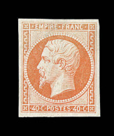 N°16 - 40c Orange - Signé Bühler + Certif. Weid - Léger Pli - Asp. Sup - 1853-1860 Napoleone III