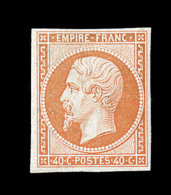 N°16 - 40c Orange - Signé Brun - Certif. - TB - 1853-1860 Napoléon III.