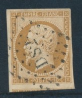 N°13Ab - 10c Bistre Orange - 1 Filet Voisin - Signé Calves - TB - 1853-1860 Napoléon III
