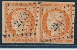 N°5 - 40c Orange - Paire - Obl. PC - Pelurage - Signé - B - 1849-1850 Cérès