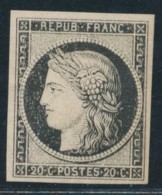 N°3a - 20c Noir S/blanc - TB - 1849-1850 Ceres