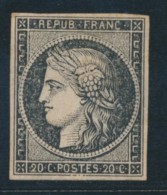 N°3 - 20c Noir - Impression Déféctueuse - Gomme Brunâtre - TB - 1849-1850 Cérès