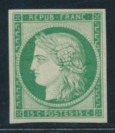 N°2c - 15c Vert - Réimpression Luxe - TB - 1849-1850 Ceres