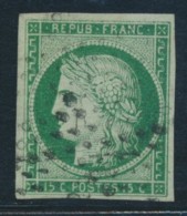 N°2b - 15c Vert Foncé - Signé A. Brun/JAMET - TB - 1849-1850 Ceres