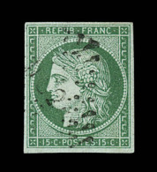 N°2 - 15c Vert - Signé Scheller - TB - 1849-1850 Ceres