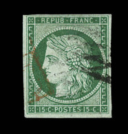 N°2 - 15c Vert - Obl. Grille Sans Fin - TB - 1849-1850 Ceres