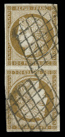 N°1e - 10cbistre Verdâtre - Tête Bêche - Obl. Grille - Tangent Au Filet S/1cm - Mais Néanmo - 1849-1850 Ceres