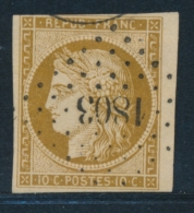 N°1b - BDF - Bistre Verdâtre - Obl. PC 1803 - 1 Filet En Biseau - 1849-1850 Ceres
