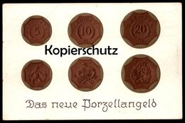 ALTE POSTKARTE DAS NEUE PORZELLANGELD MEISSEN Geld Money Coin Münze Postcard Ansichtskarte AK Cpa - Münzen (Abb.)