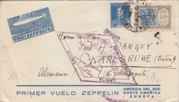 N° 283 Et PA 19 Obl. Buenos Aires Le 21 Mai 1930 Pour Karlsruhe, Transport Par Zeppelin 1° Vol Europe-Amérique - Covers & Documents