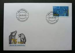 Luxembourg 75 Years Of The Stock Exchange 2004 Bear Ox (stamp FDC) - Cartas & Documentos