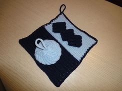 TAWASHI BLEU CLAIR AVEC SON ACCROCHE ET TROIS MINI LINGETTES REALISES AU CROCHET - FAIT MAIN - NEUFS - Autres & Non Classés