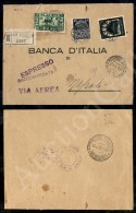 1,25 Lire (1 Espressi) + 1,25 Lire (62) + 1 Lira (32 - Aerea) - Raccomandata Aerea Espressa Da Rodi A Napoli Del... - Otros & Sin Clasificación