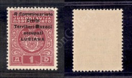 1941 - 1 Din (7c+g Segnatasse) Con Lieve Doppia Soprastampa E Mancanza Dei Rombi - Gomma Integra - Cert. AG (1.100) - Other & Unclassified