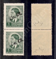 1941 - Lubiana - Coppia 1 Din Soprastampa A Mano  Obliqua (3Bb) - Gomma Integra - Cert. AG (500+) - Autres & Non Classés