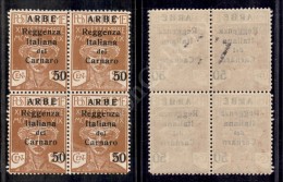 1920 - 50 Cent Su 20 Cent (9) In Quartina - Gomma Integra - Ben Centrata - Cert. AG. (1.200++) - Altri & Non Classificati