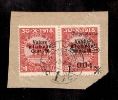 1921 - 0,04 Lire (26m - Segnatasse) Coppia Di Cui Uno Senza Soprastampa (a Sinistra) - Cert. AG (600+) - Other & Unclassified