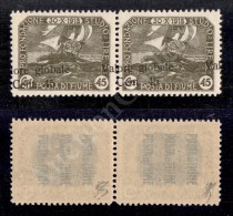 1920 - 45 Cent Su 45 (104i) In Coppia Con Soprastampe Oblique E Spostate - Gomma Integra (540+) - Sonstige & Ohne Zuordnung
