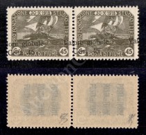 1920 - 45 Cent Su 45 (104i) In Coppia Con Soprastampe Oblique E Spostate - Gomma Integra (540+) - Autres & Non Classés