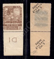 1919 - 5 Corone Su 5 (98 Varietà D) Bordo Foglio Non Dentellato A Destra Con Soprastampa Obliqua Al Verso... - Altri & Non Classificati