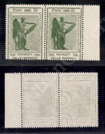 1945 - 25 Cent Vittoria Alata (11bb) - Coppia Con Filigrana Al Centro - Virgola Nel Pezzo Di Sinistra - 25... - Otros & Sin Clasificación