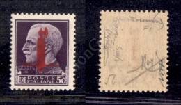 1944 - 50 Lire Con Soprastampa Carminio Lillaceo Di Firenze (500/I) - Gomma Integra - Raybaudi (6.000) - Andere & Zonder Classificatie