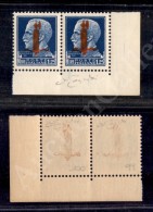 1944 - Verona - Fascio Rosso Arancio - 1,25 Lire (495 Am) - Coppia Orizzontale Angolo Di Foglio Con Fascio Grosso... - Andere & Zonder Classificatie