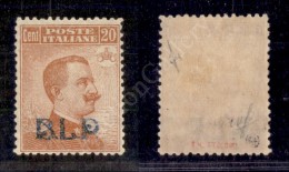 1921 - BLP - 20 Cent Arancio (2) Nuovo - Ben Centrato - Cert. Diena (3.500) - Sonstige & Ohne Zuordnung