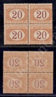 1894 - 20 Cent (22p - Segnatasse) In Quartina Con Decalco Completo - Gomma Integra (2.000+) - Other & Unclassified