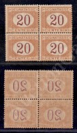 1894 - 20 Cent (22p - Segnatasse) In Quartina Con Decalco Completo - Gomma Integra (2.000+) - Altri & Non Classificati