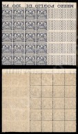 1928 - Blocco Di Venti Del 10 Cent (2 Recapito) Con Intero Angolo Di Foglio - Nuovo Con Gomma Integra (760++) - Altri & Non Classificati