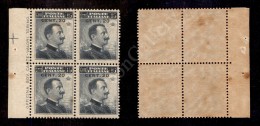 1916 - Officina Gov. Carte Valori Torino (3 - Libretti) - Blocco Di Quattro Del 20 Cent Su 15 (106) - Nuovo Con... - Otros & Sin Clasificación