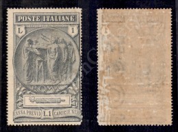 1923 - 1 Lira Camicie Nere (149) Con Filigrana Lettere TESOR 12/10 - Nuovo Con Gomma Prevalentemente Integra Con... - Autres & Non Classés