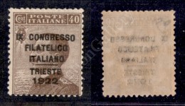 1922 - 40 Cent Congresso Filatelico (126d) I Allineate - Gomma Integra - Diena (2.000) - Altri & Non Classificati